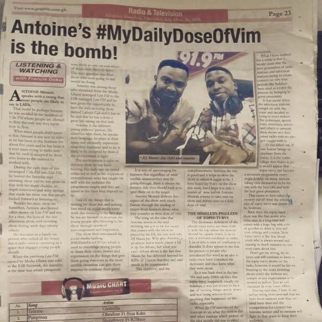 Daily Graphic — Showbiz — Antoine's #MyDailyDoseOfVim is the bomb!