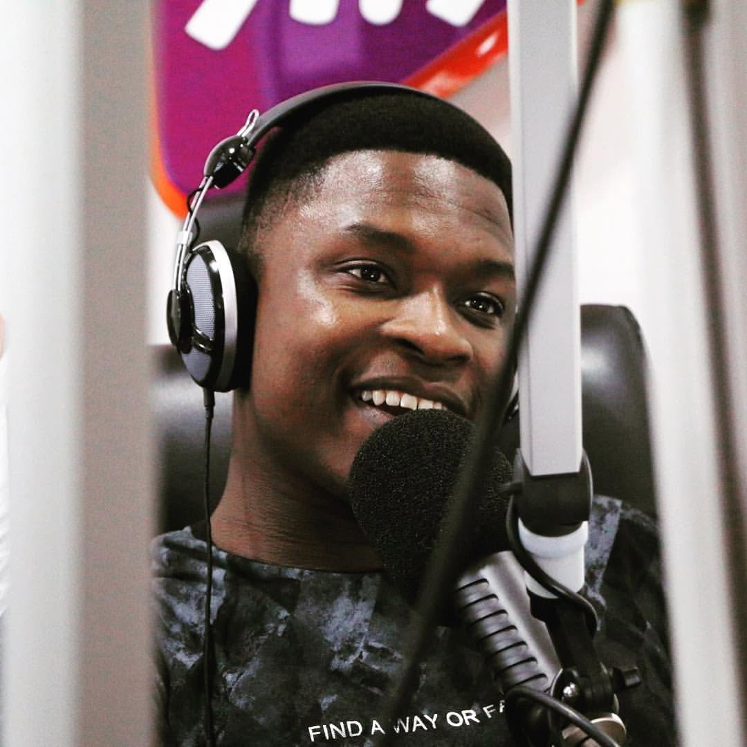 On the mic in the radio studio